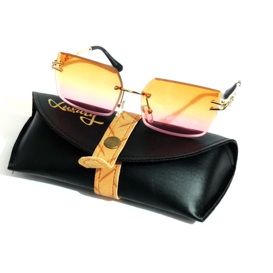 Yellow Pink Gradient Rimless Sunglasses