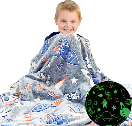 Rocket Space Glow in The Dark Blanket for Kids - Best Gift For Kids