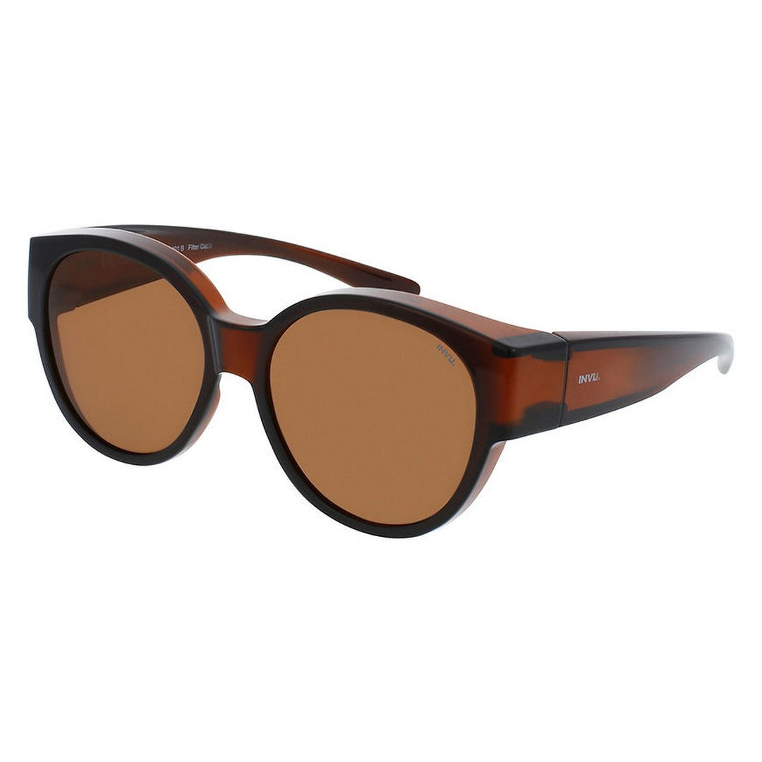 Brown Polarized Round Unisex Fit Over Over the Specs Sunglasses