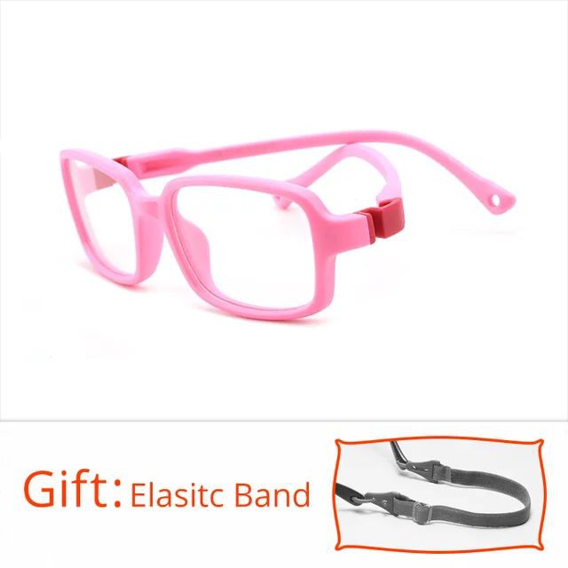 Rectangle Unbreakable Kids Flexible Glasses with Strap Glasses Retainer Age 4 to 7 Years S308