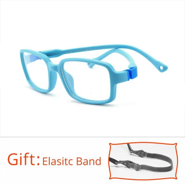 Rectangle Unbreakable Kids Flexible Glasses with Strap Glasses Retainer Age 4 to 7 Years S308