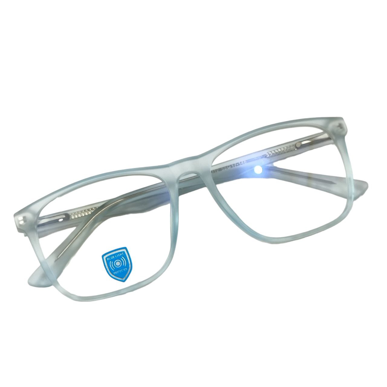 Luxury Matt Blue Transparent Square Full Frame Glasses with Blue Light Protection M12