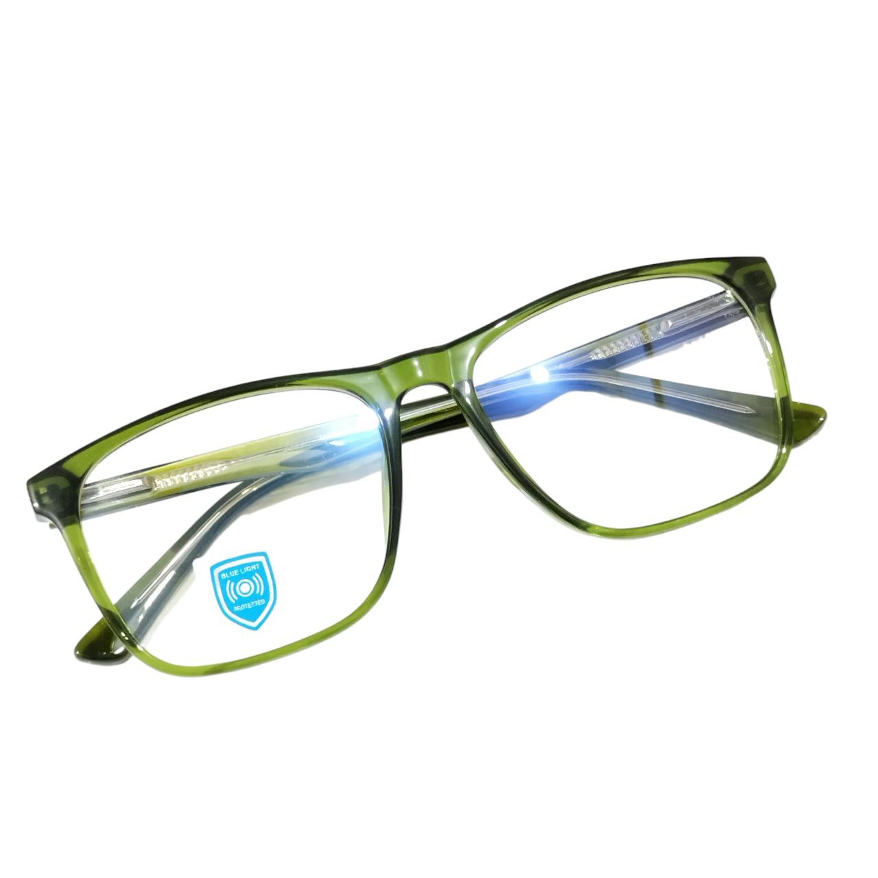 Luxury Stylish Square Full Frame Glasses – Green | Blue Light Protection M12