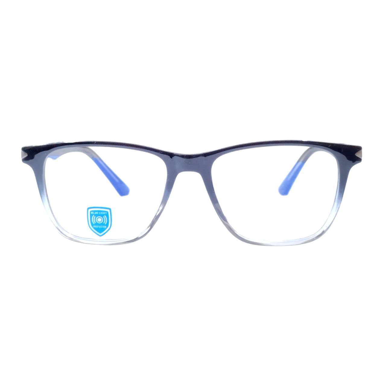 Luxury Stylish Square Full Frame Blue Light Filter Glasses Black Gradient Clear Bottom M14