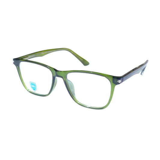 Blue Light Filter Glasses - Square Full Frame Glasses | Green | M14 Model