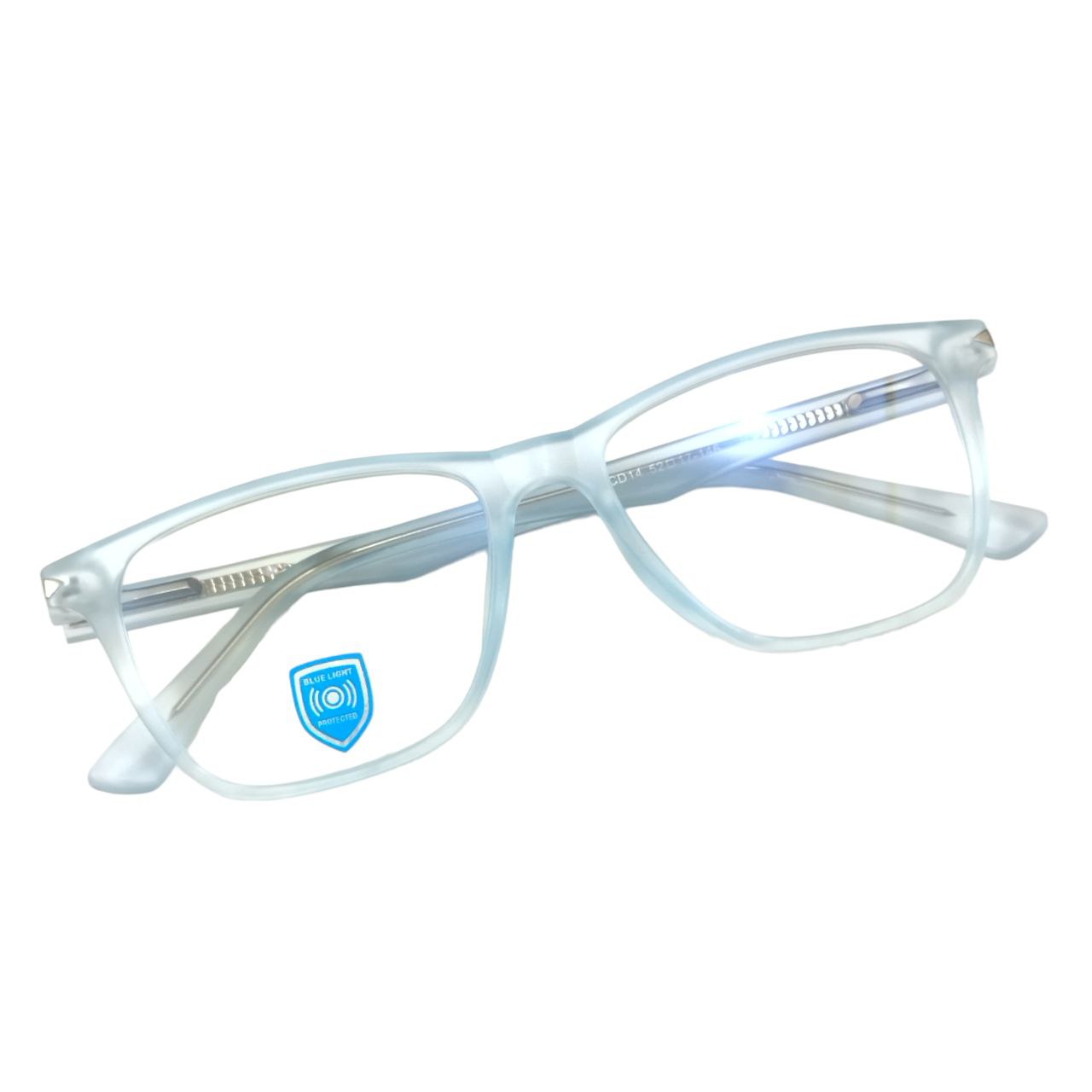 Blue Light Filter Glasses - Square Full Frame Glasses - Matt Blue Finish - Zero Power -Single Vision - Progressive Multifocal Lens