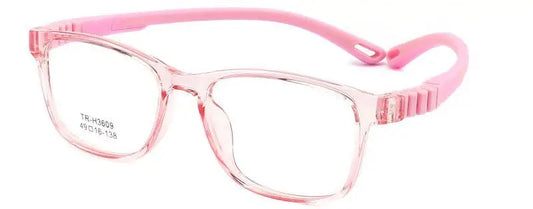 Transparent Pink Rectangle Glasses for Kids TR 6809