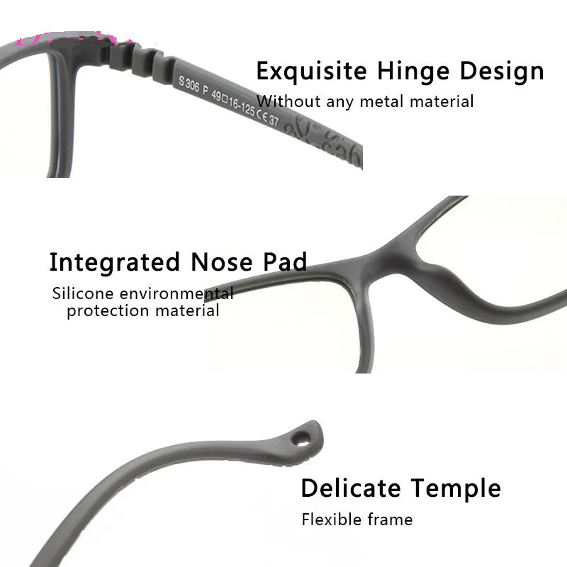 Rectangle Unbreakable Kids Flexible Glasses with Strap Age 4 to 8 Years S306