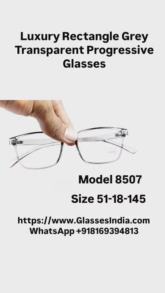 Luxury Rectangle Grey Progressive Multifocal No-Line Bifocal Glasses