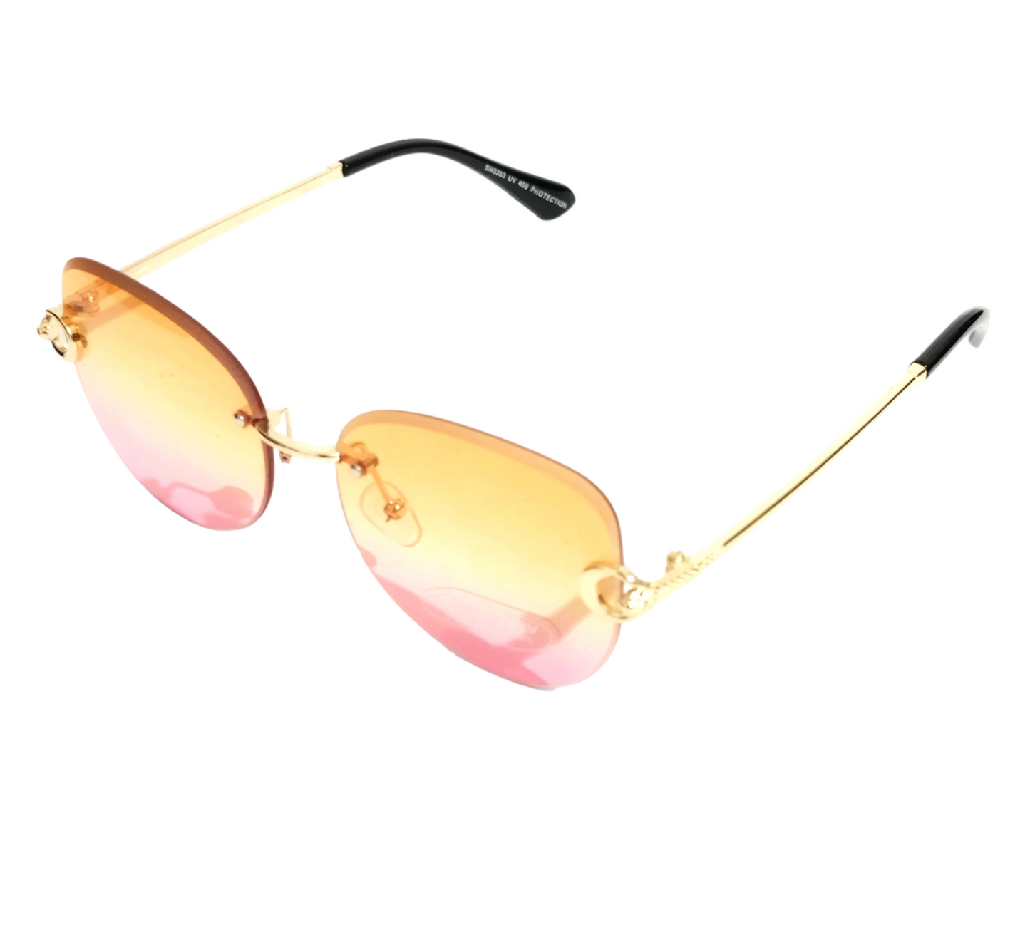 Orange Pink Gradient Rimless Sunglasses for Women