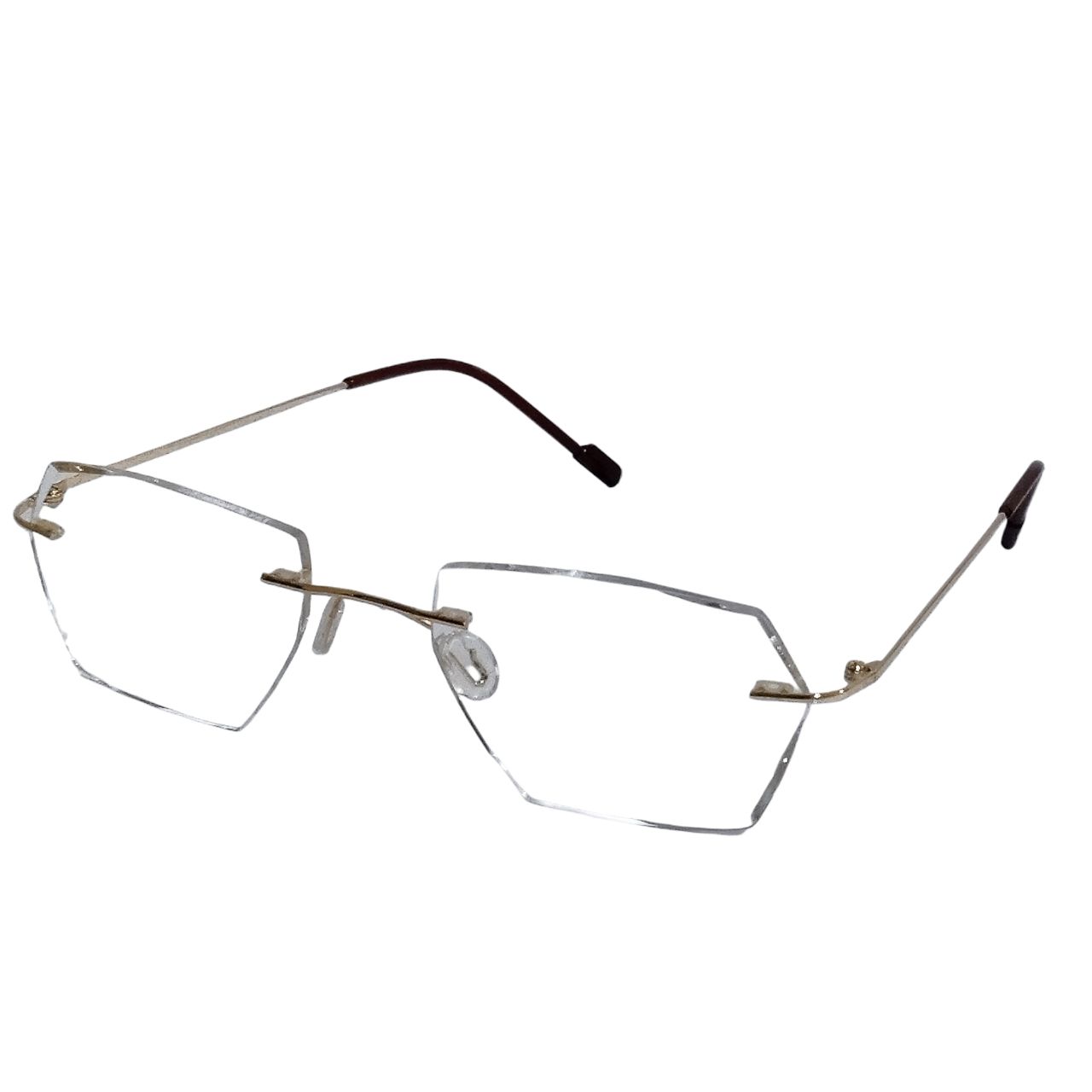 Luxury Gold Geometric Rimless Glasses with Laser-Cut Lenses