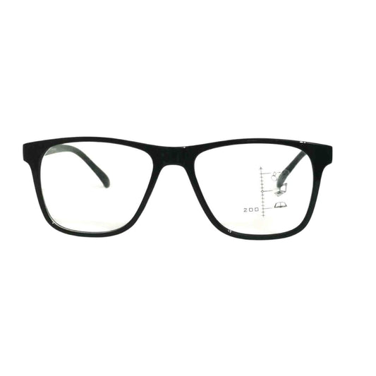 ARTView Large Rectangle Black Progressive Multifocal No-Line Bifocal Glasses for Men and Women