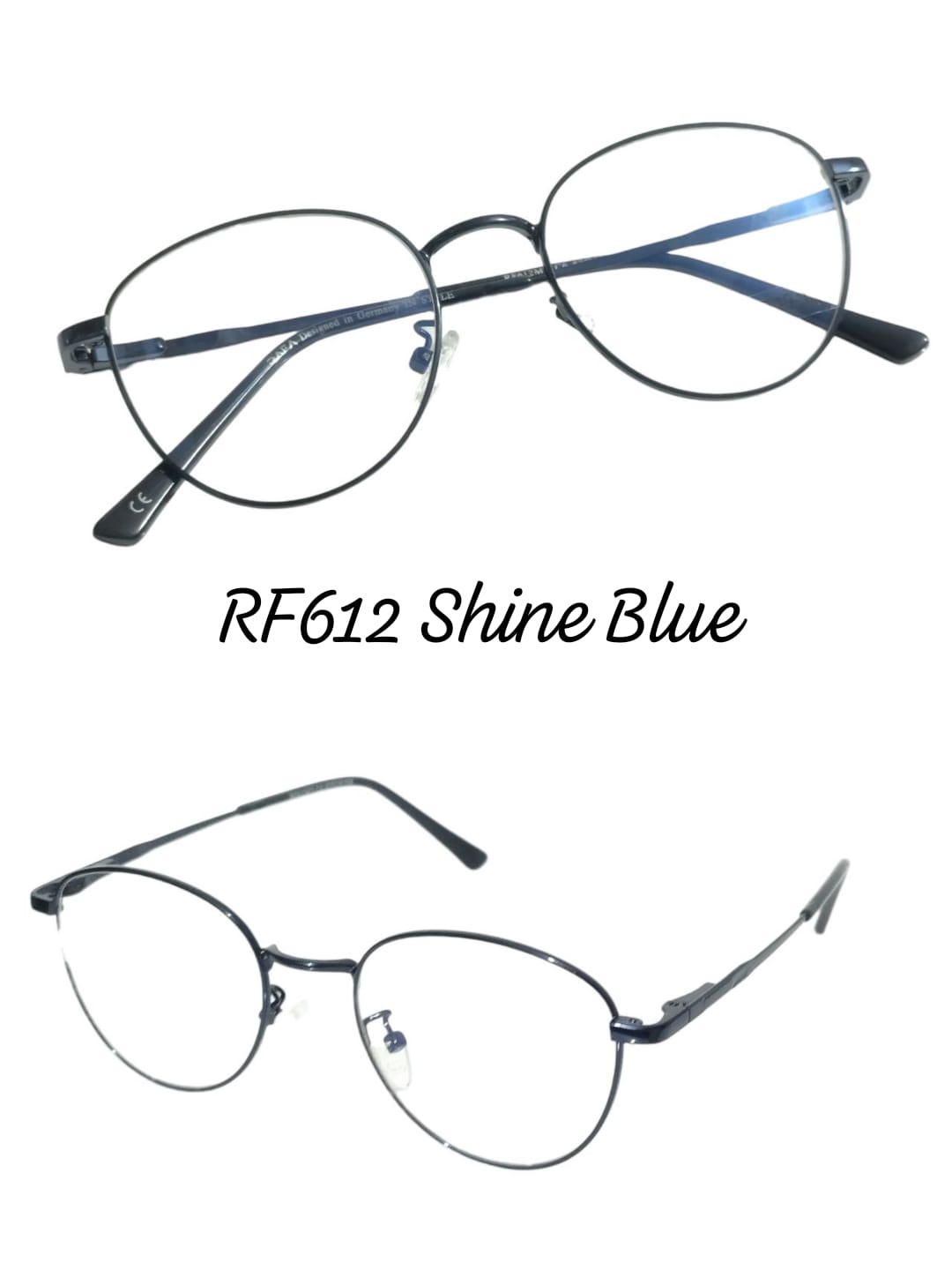 Executive Blue Color Retro Round Spectacle Frame Glasses