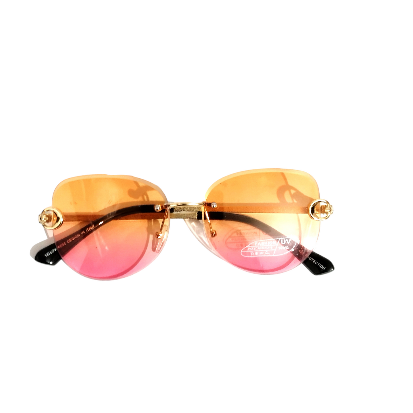 Orange Pink Gradient Rimless Sunglasses for Women