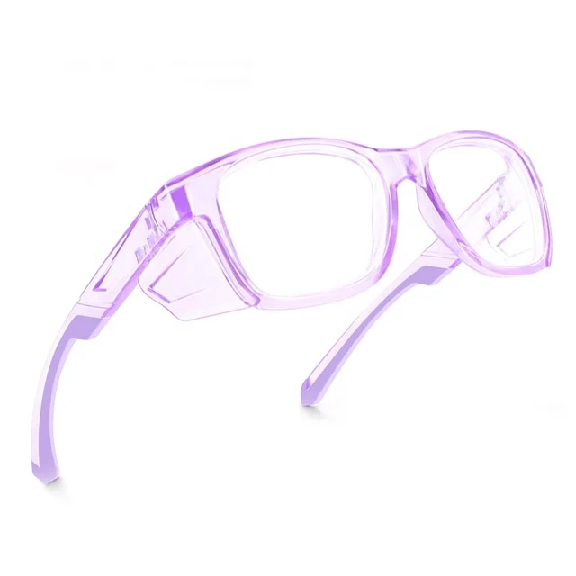 EYESafety Prescription Safety Glasses with Side Shields Purple Transparent Glasses