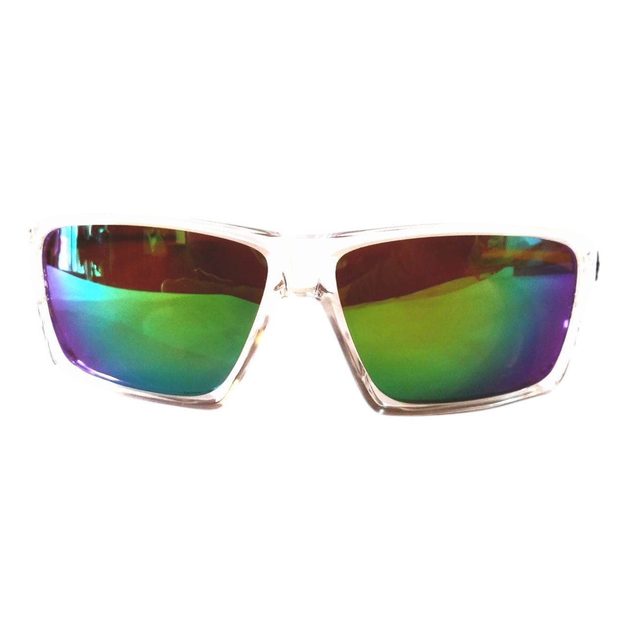 Clear Frame Green Mirror Polarized Sports Cricket Sunglasses