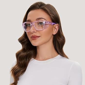 EYESafety Prescription Safety Glasses with Side Shields Purple Transparent Glasses