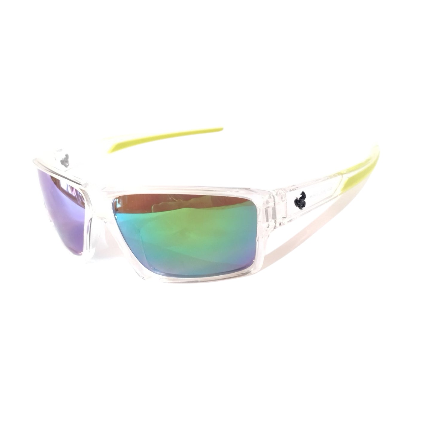 Clear Frame Green Mirror Polarized Sports Cricket Sunglasses