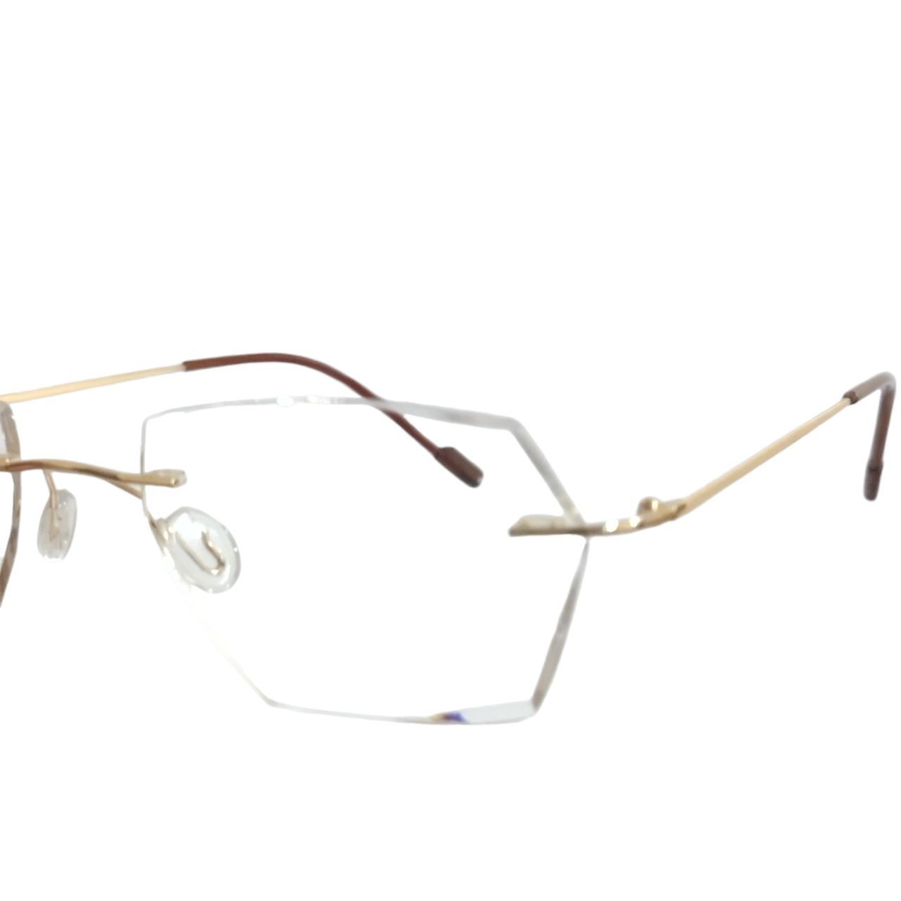 Luxury Gold Geometric Rimless Glasses with Laser-Cut Lenses