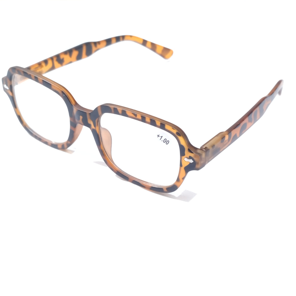 Brown Print Frame Reading Glasses Power +1.00 Plus 1