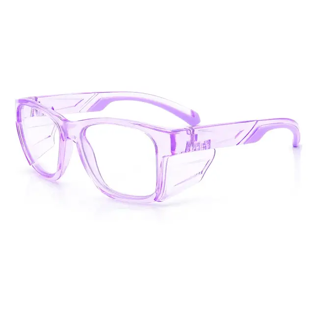 EYESafety Prescription Safety Glasses with Side Shields Purple Transparent Glasses