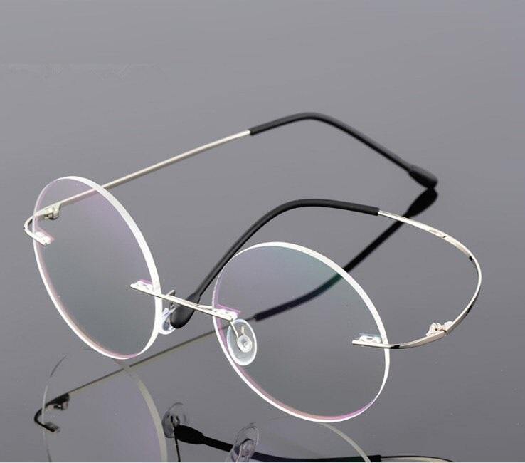 Buy Steve Jobs - Gandhi - Harry Potter - Style Foldable Ultra-light Memory Computer Glasses Blue light Round Rimless Glasses for Men Women - Glasses India Online in India