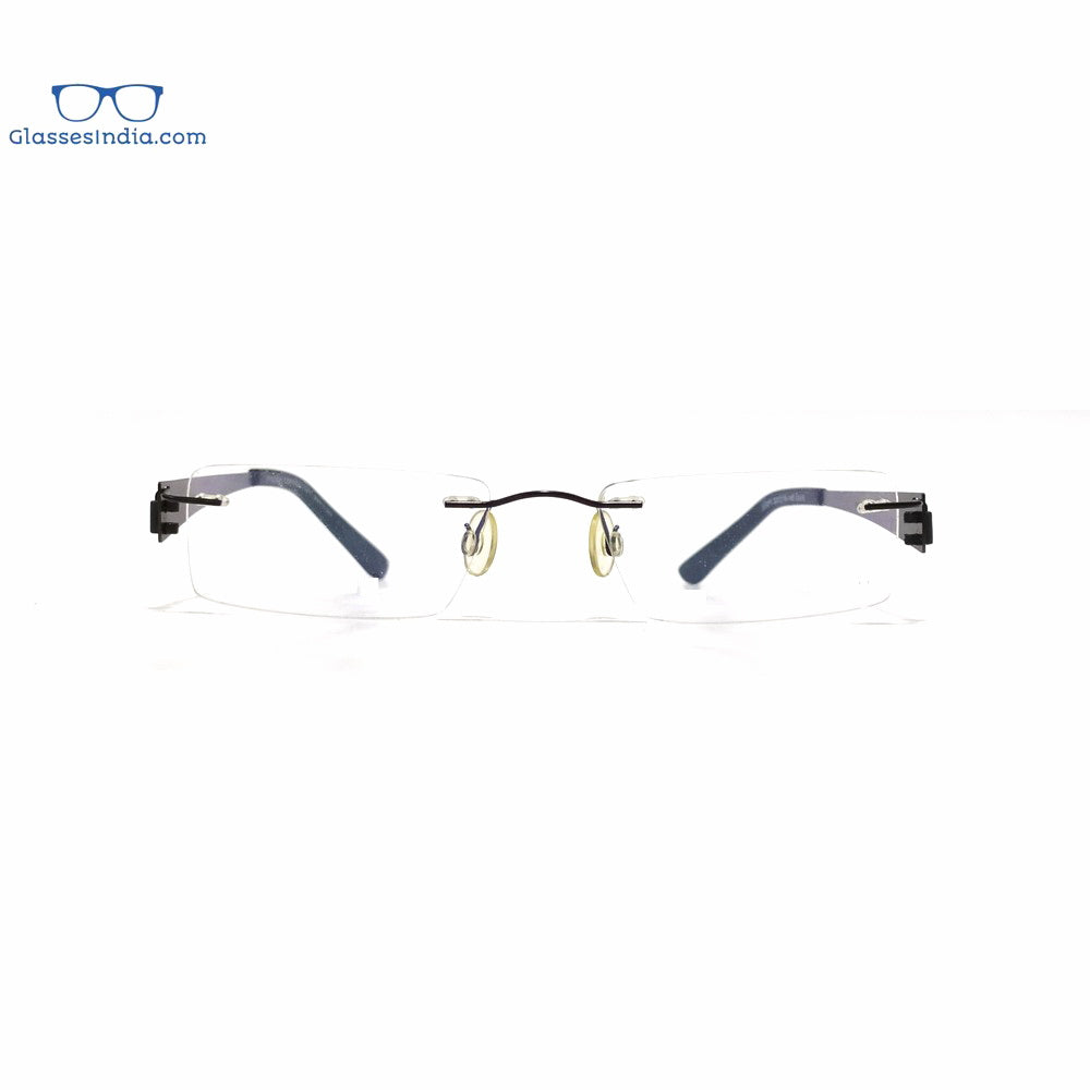 Grey Rimless Blue Light Blocker Computer Glasses 2001GM - Glasses India Online