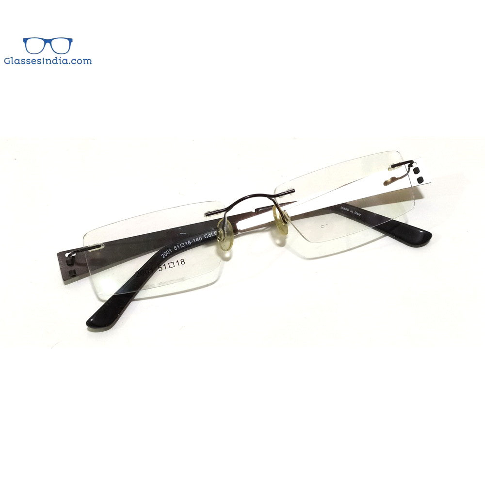 Grey Rimless Blue Light Blocker Computer Glasses 2001GM - Glasses India Online