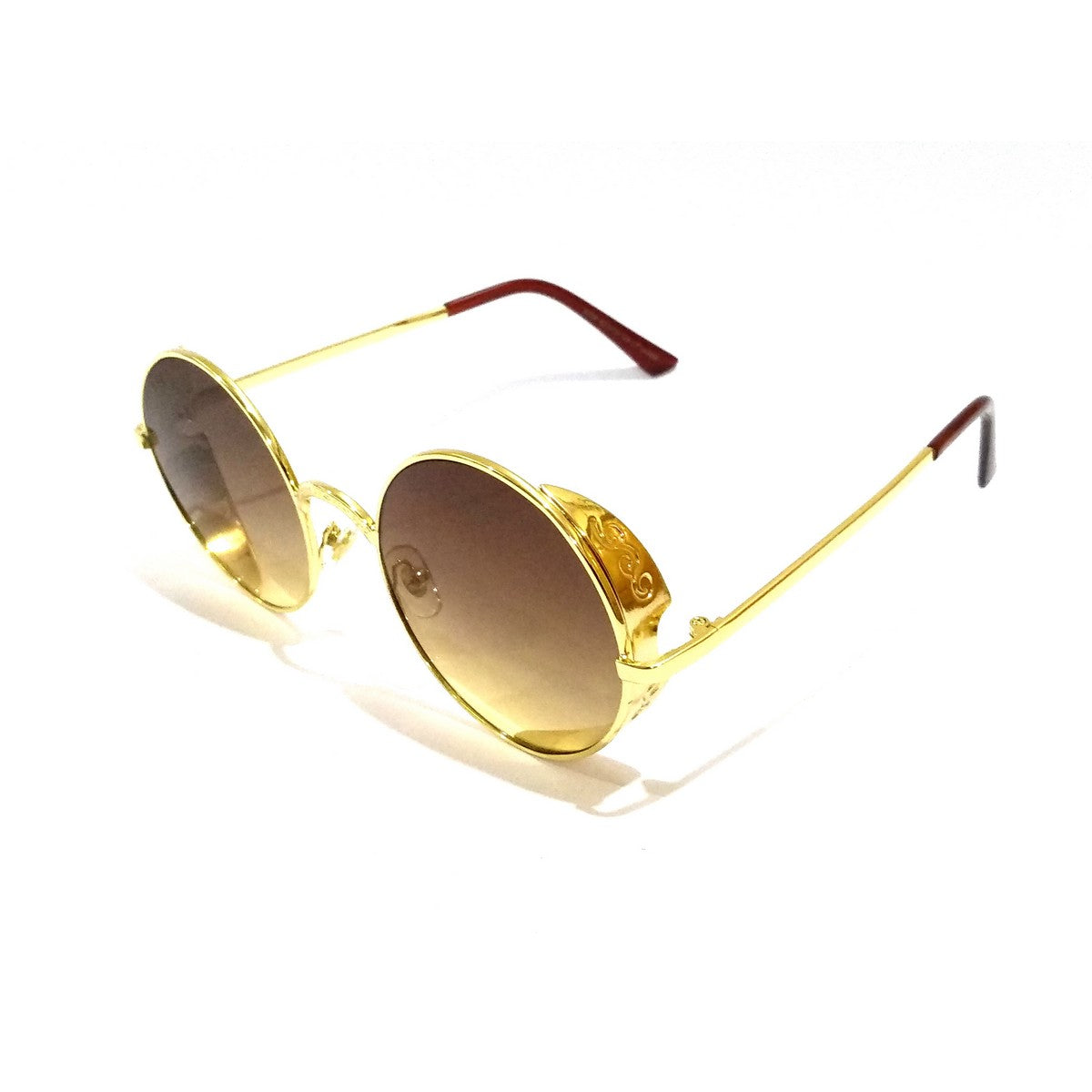 Gold circle shops lens sunglasses