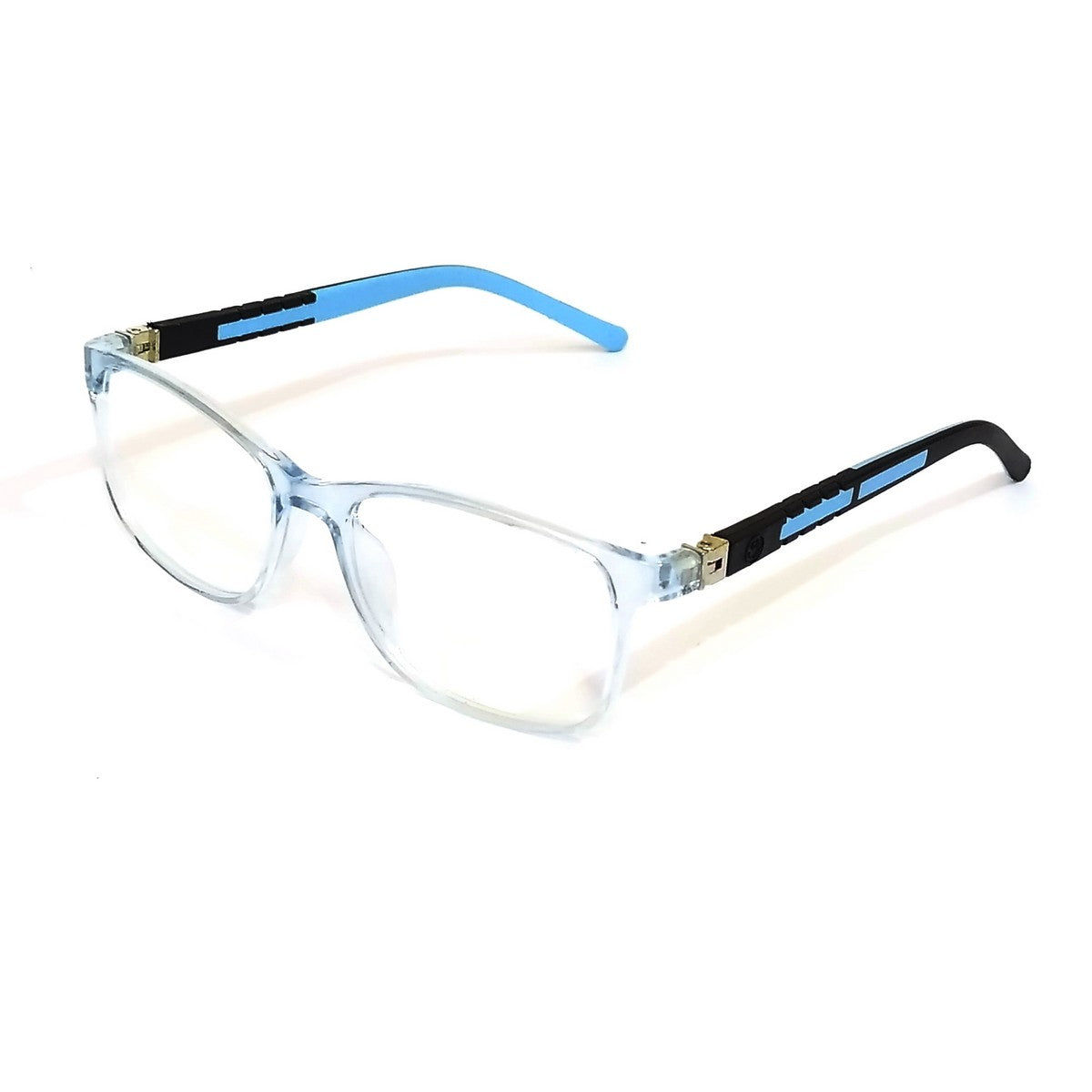 Cool Transparent Blue Kids Square Blue Light Blocking Glasses - Perfectly Fits 6-10 Year Olds