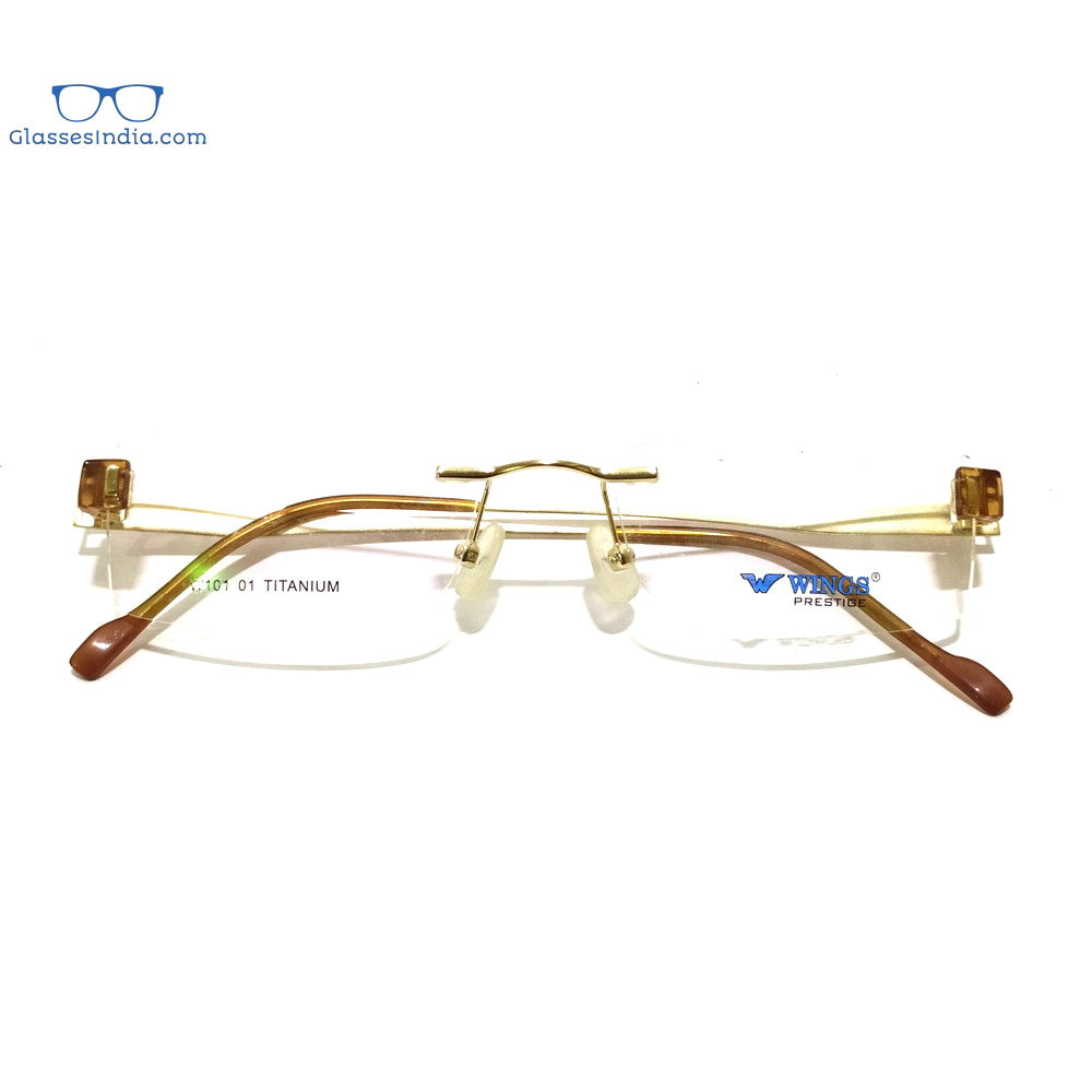 Gold Rimless Blue Light Blocker Computer Glasses W101GO - Glasses India Online